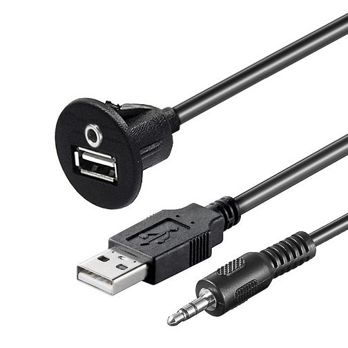USB-Einbau-Buchse mit 3,5mm-Klinkenbuchse, 200cm